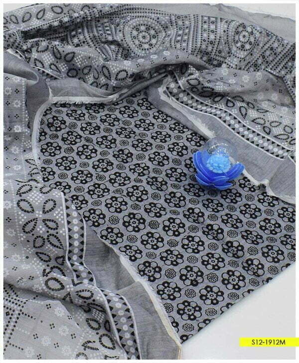 2 Pc Paper Cotton Block Print Shirt & Dupatta – S12-1912M