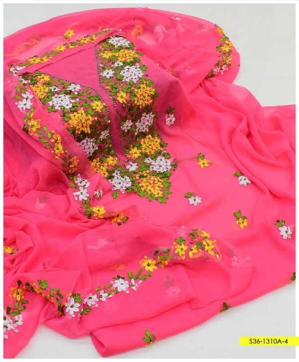 2 PC Unstitched Chiffon Ribbon Work Shirt and Dupatta -S36-1310A