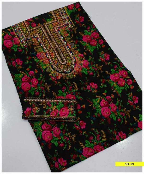 2 Pc Un-Stitched Marina Chunri Print Shirt With Printed Embroidered Marina Trouser – sel59